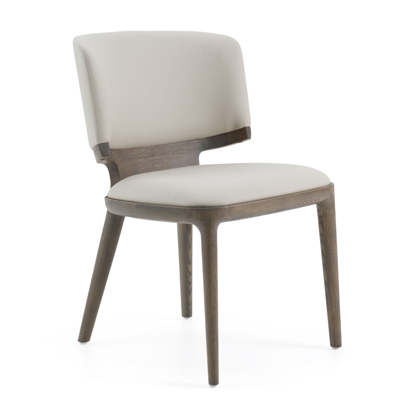 Modrest Stanley _ Contemporary Grey Leatherette and Grey Ash Set of 2 Dining Chair