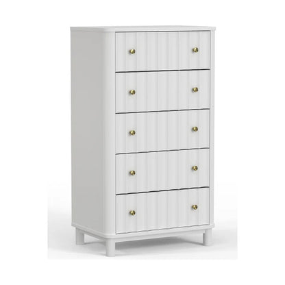 Stapleton White Five Drawer Chest - Contemporary Storage with Modern Elegance