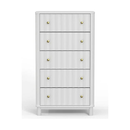 Stapleton White Five Drawer Chest - Contemporary Storage with Modern Elegance