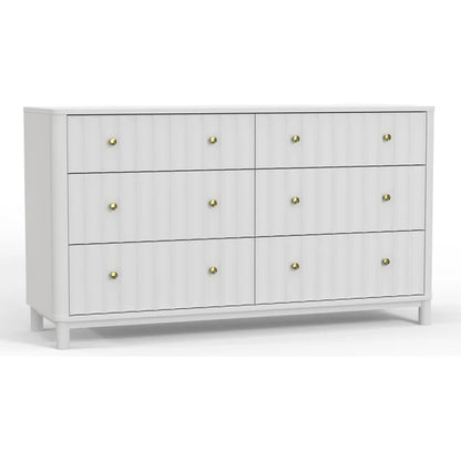 Stapleton White Six Drawer Dresser - Modern Elegance with Ample Storage