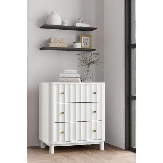 Stapleton White Three Drawer Small Chest - Compact and Stylish Storage Solution