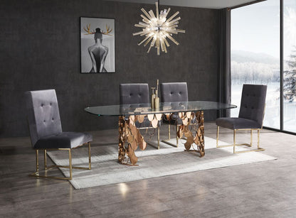 Javier Glass and Rose Gold Dining Table