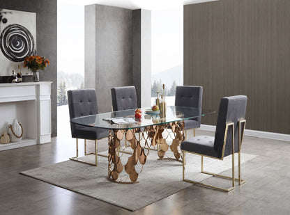 Javier Glass and Rose Gold Dining Table