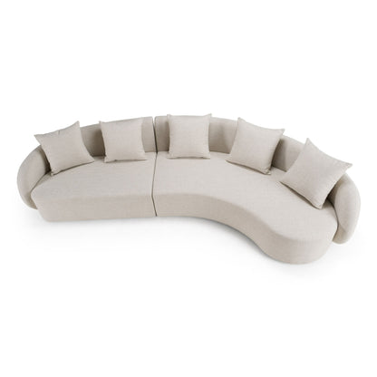 Tabarca Outdoor Beige Fabric Sectional Sofa - Modern Patio Lounge Seating