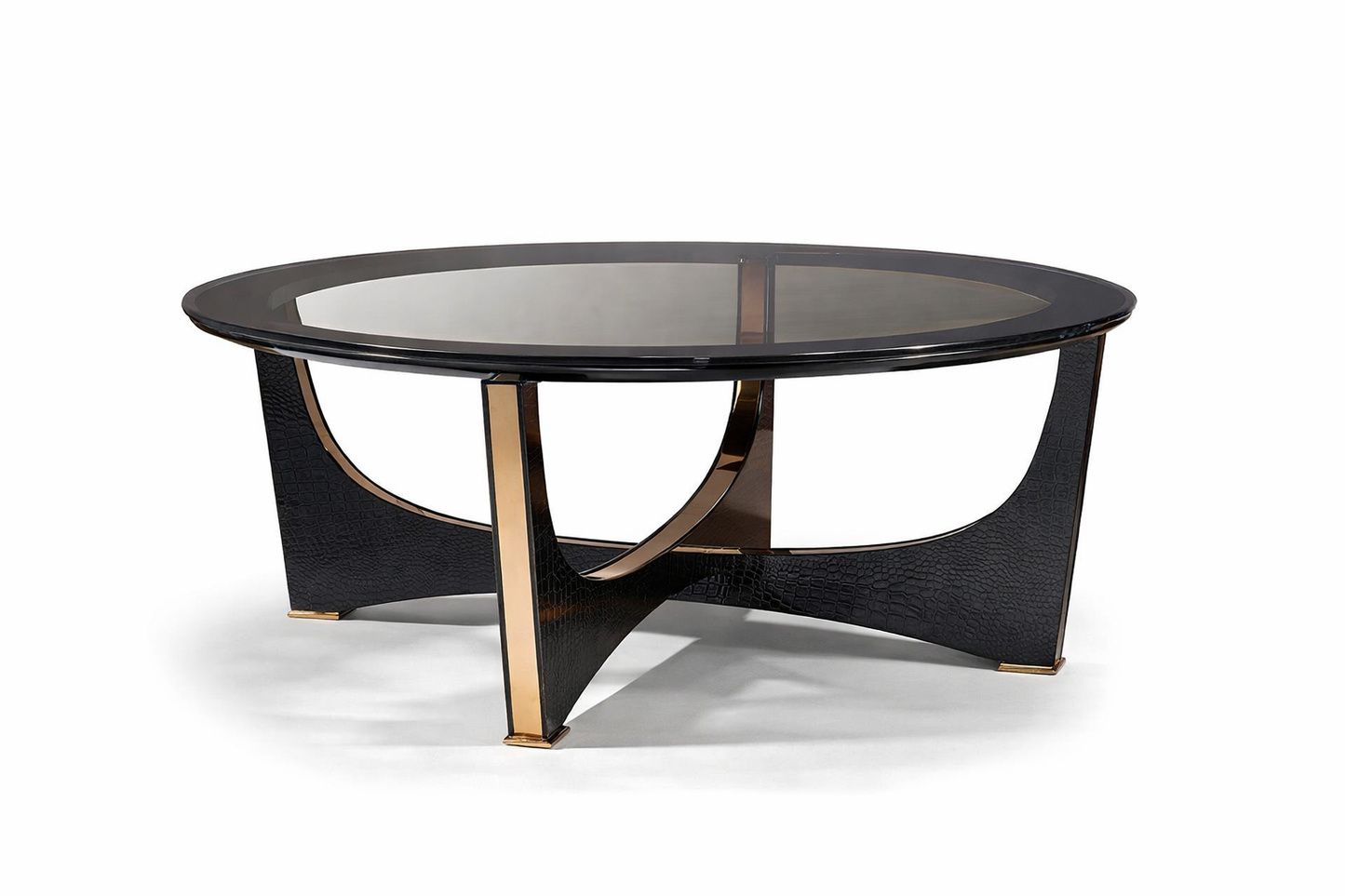 Talin Black Crocodile and Rose Gold Coffee Table