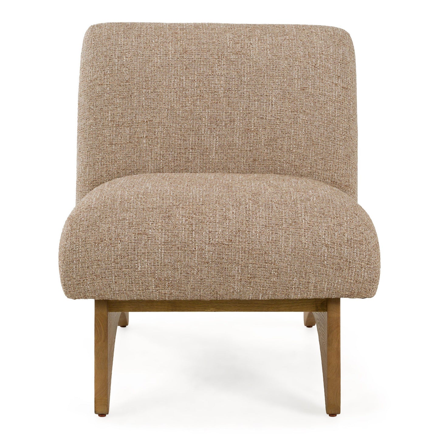 Tamari Modern Tan Fabric and Natural Oak Accent Chair
