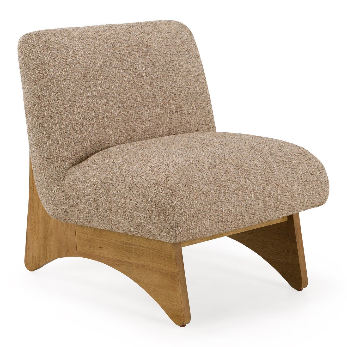 Tamari Modern Tan Fabric and Natural Oak Accent Chair