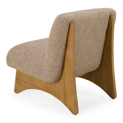 Tamari Modern Tan Fabric and Natural Oak Accent Chair
