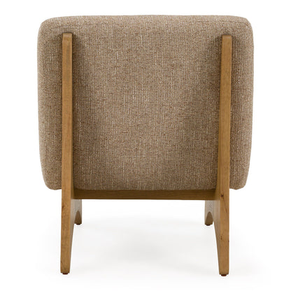 Tamari Modern Tan Fabric and Natural Oak Accent Chair