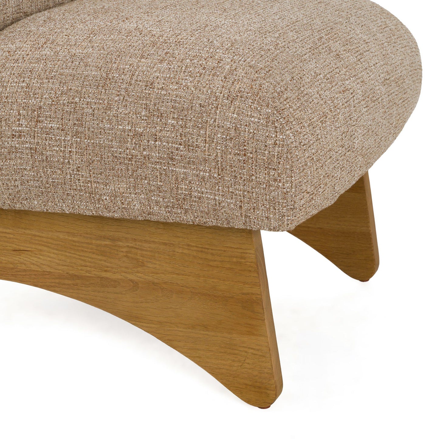 Tamari Modern Tan Fabric and Natural Oak Accent Chair