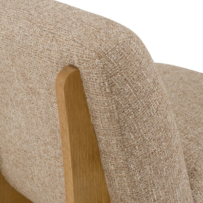 Tamari Modern Tan Fabric and Natural Oak Accent Chair