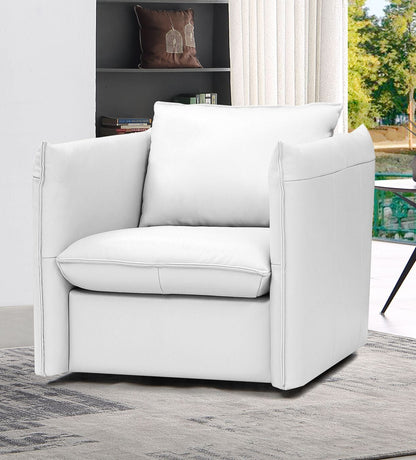 Tamworth White Leather Swivel Lounge Chair
