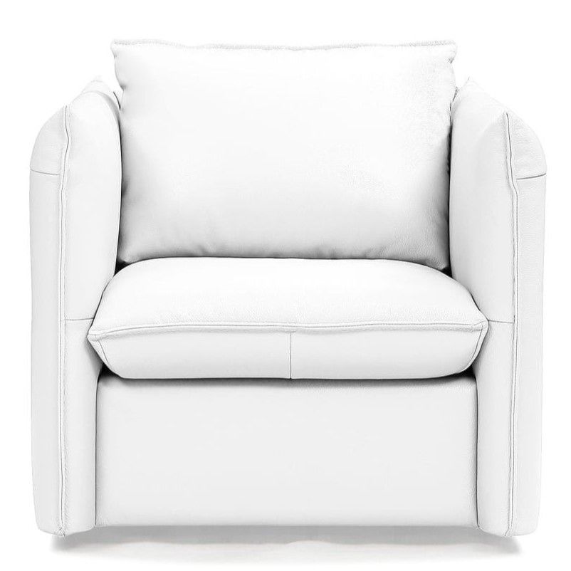 Tamworth White Leather Swivel Lounge Chair