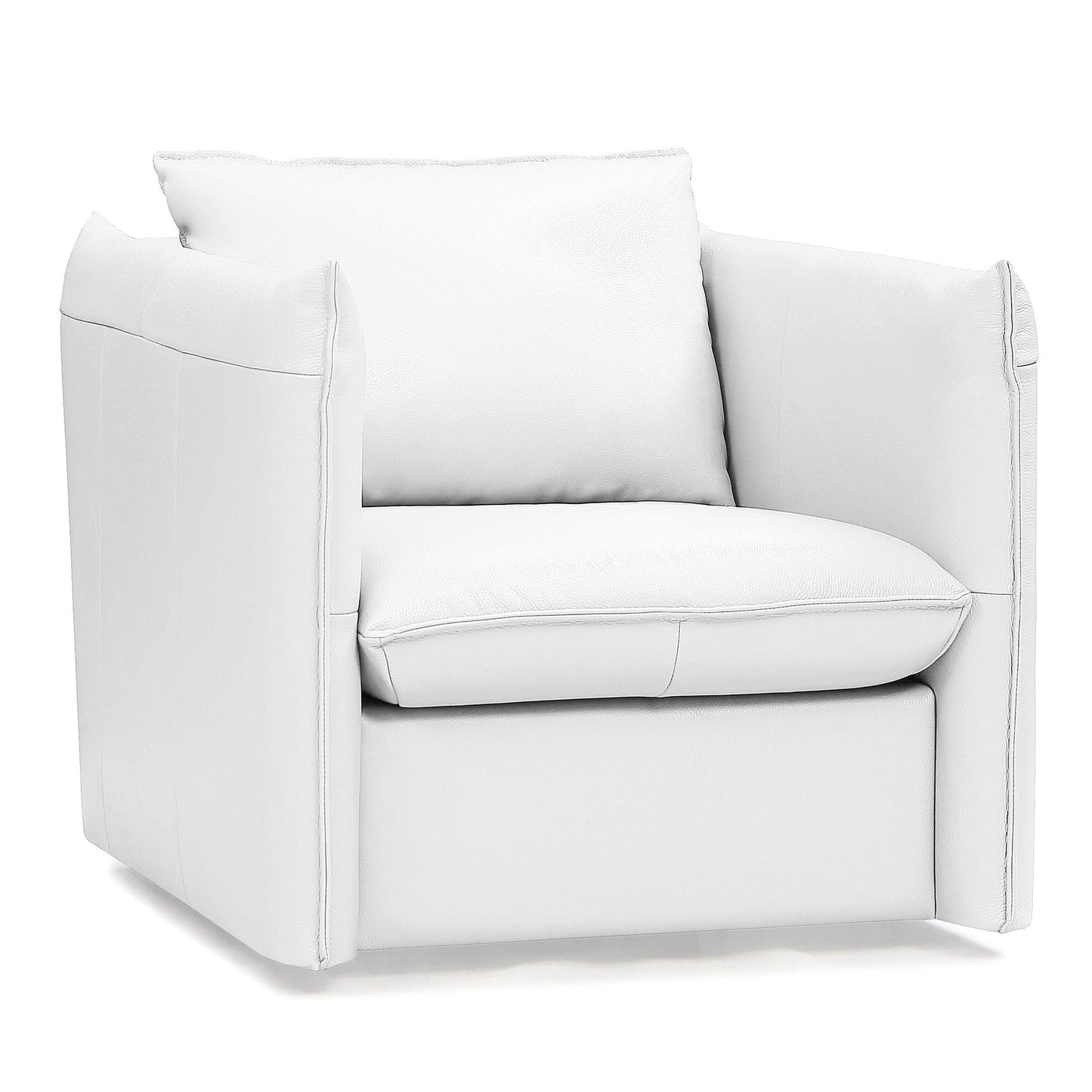 Tamworth White Leather Swivel Lounge Chair