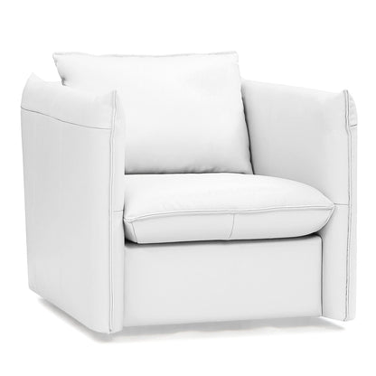 Tamworth White Leather Swivel Lounge Chair
