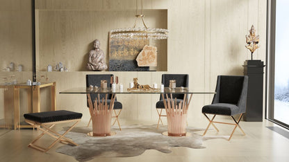 Paxton Glass and Rose Gold Dining Table