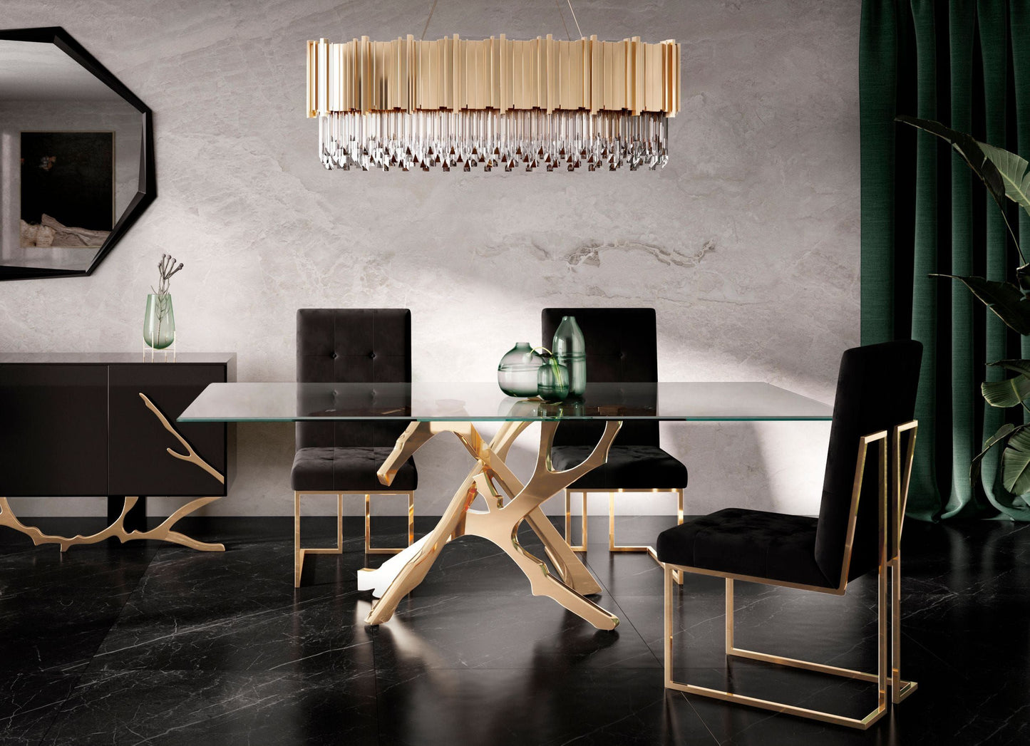 Legend Glass and Gold Dining Table