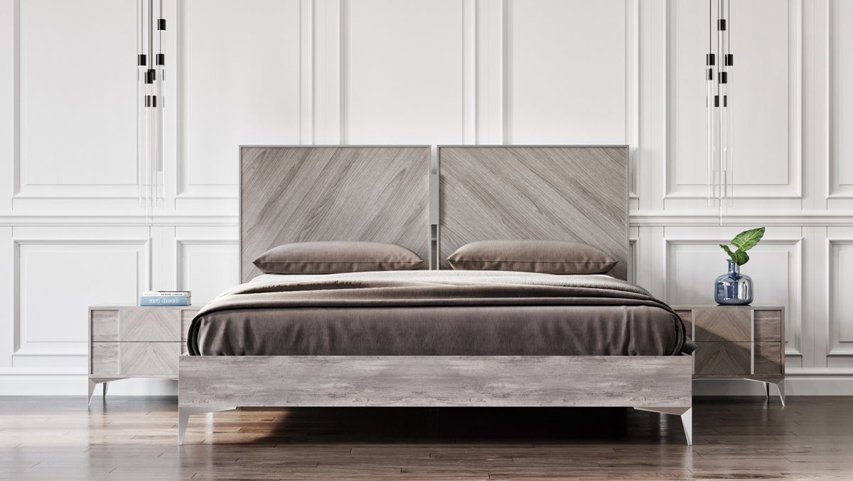 Alexa Italian Light Grey Gloss Platform Bed
