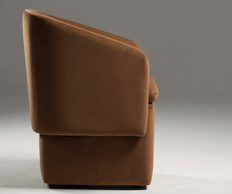 Tassell Modern Brown Fabric Dining Chair Castor Wheels