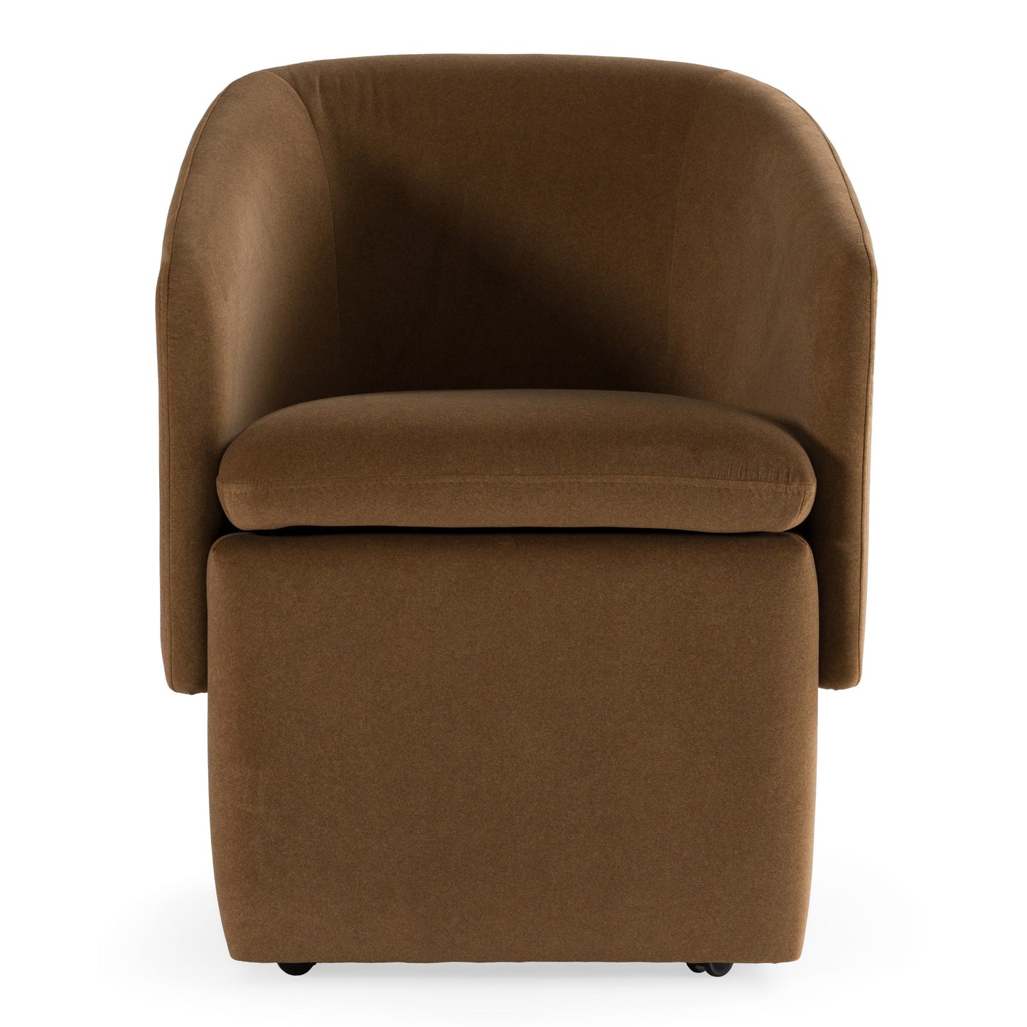 Tassell Modern Brown Fabric Dining Chair Castor Wheels