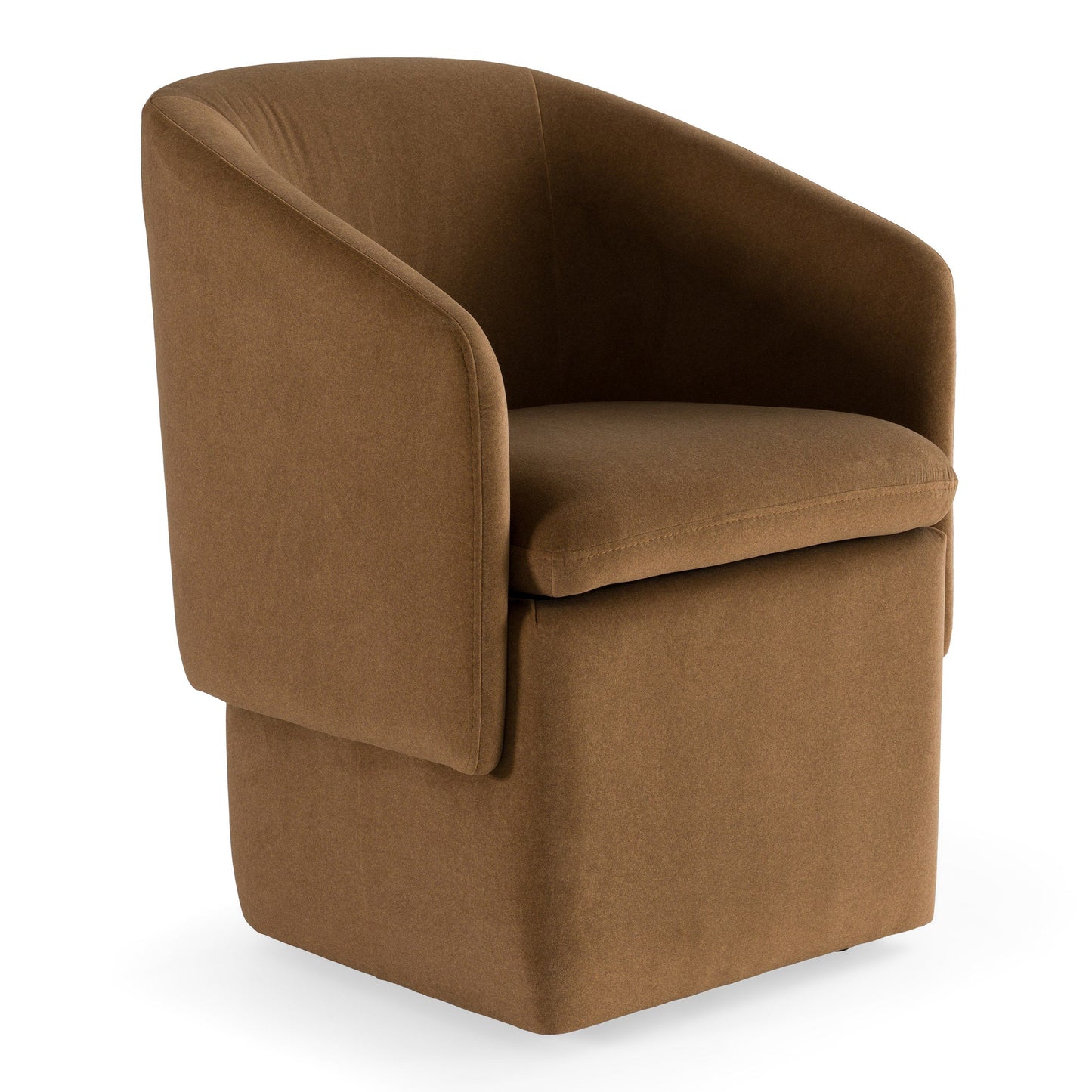 Tassell Modern Brown Fabric Dining Chair Castor Wheels