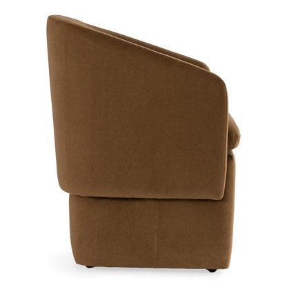 Tassell Modern Brown Fabric Dining Chair Castor Wheels