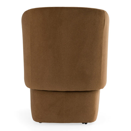 Tassell Modern Brown Fabric Dining Chair Castor Wheels