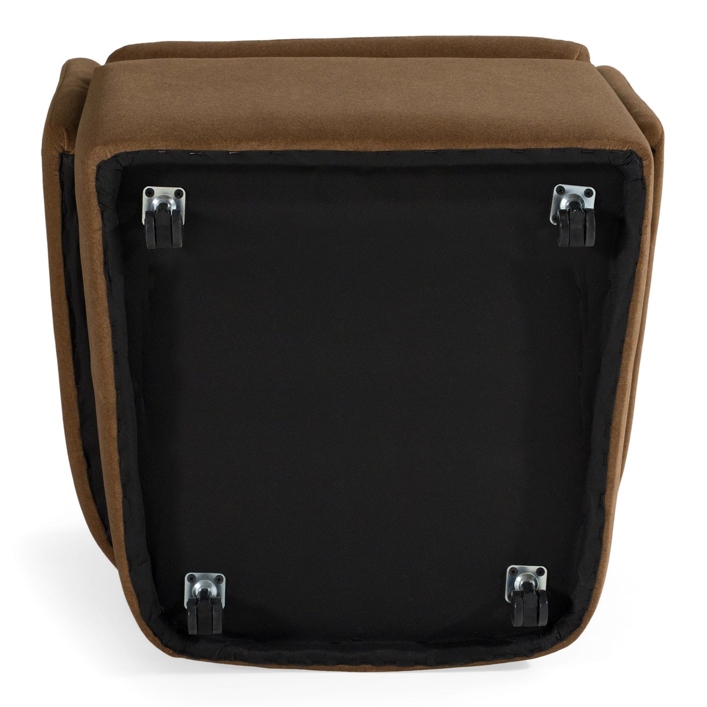 Tassell Modern Brown Fabric Dining Chair Castor Wheels