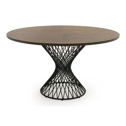 Theresa Round Walnut and Black Table