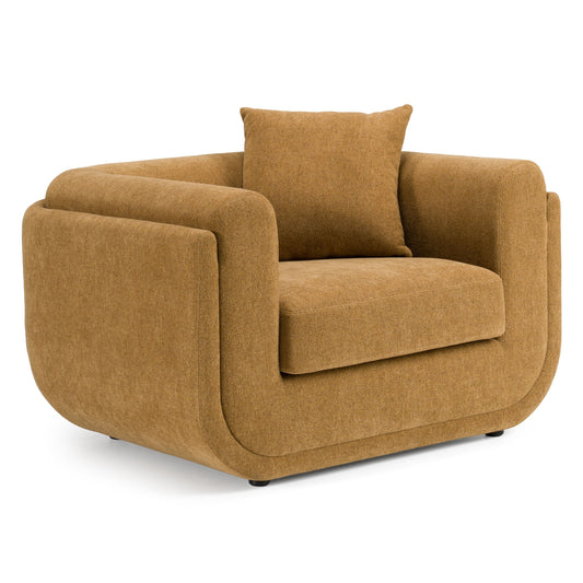 Tiene Modern Accent Chair – Orange Fabric Upholstery, Mid-Century Style