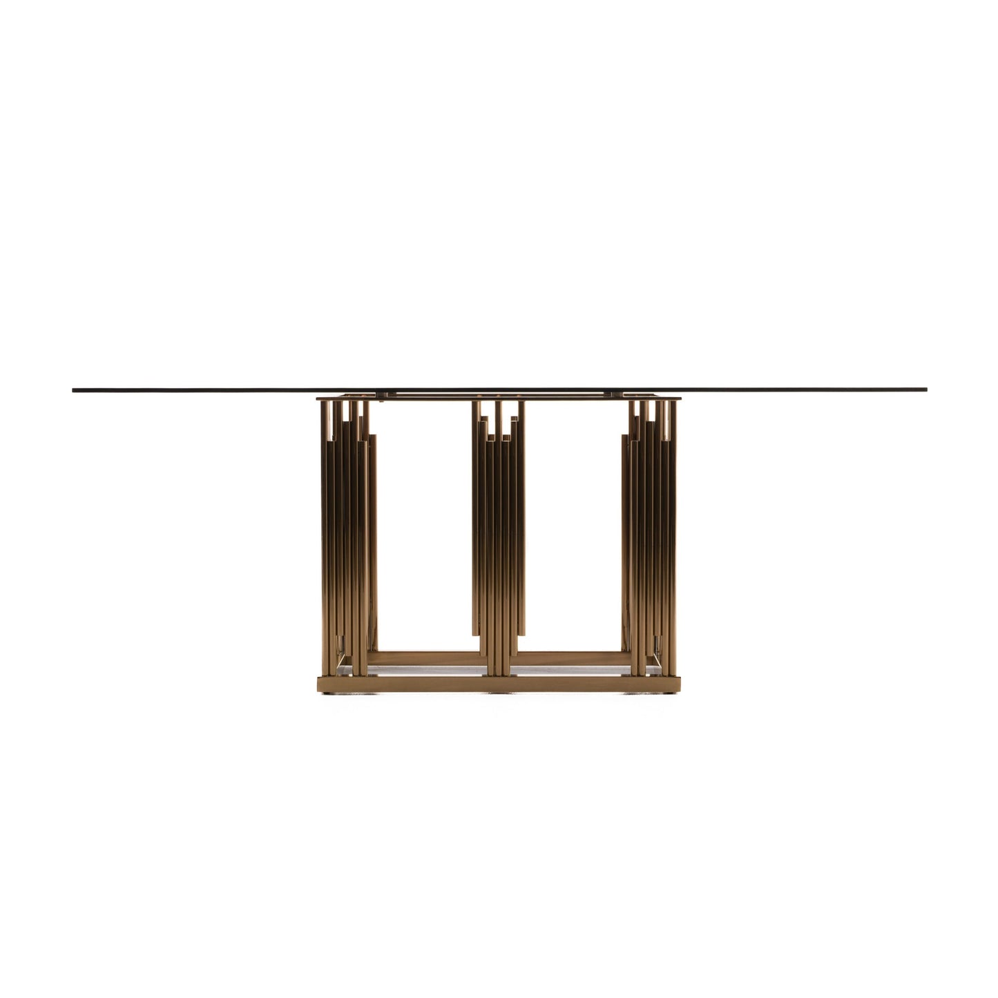 Token Smoked Grey Glass Rose Gold Dining Table