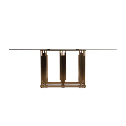 Token Smoked Grey Glass Rose Gold Dining Table