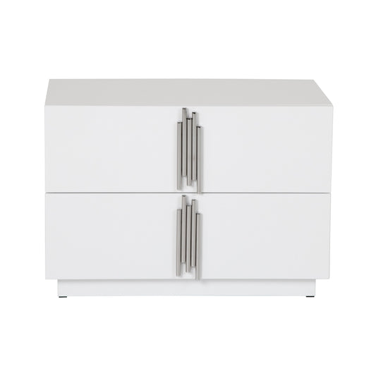 Modrest Token - Modern White & Stainless Steel Large Nightstand