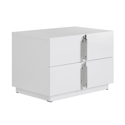 Modrest Token - Modern White & Stainless Steel Large Nightstand