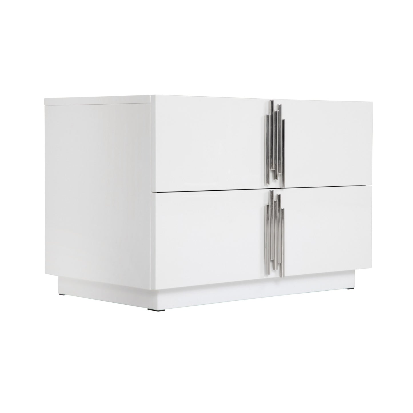 Modrest Token - Modern White & Stainless Steel Large Nightstand