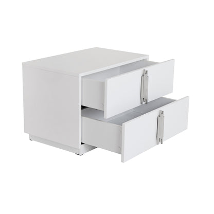 Modrest Token - Modern White & Stainless Steel Large Nightstand