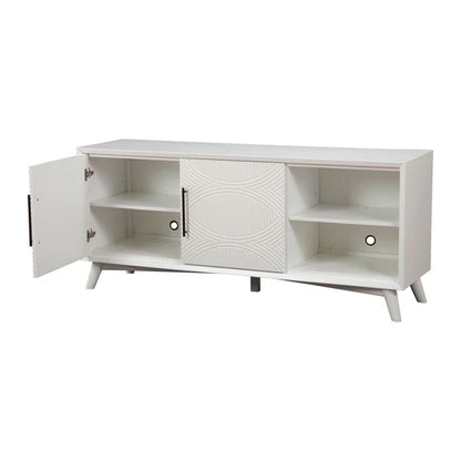 Tranquility White TV Console - Modern Entertainment Center with Ample Storage