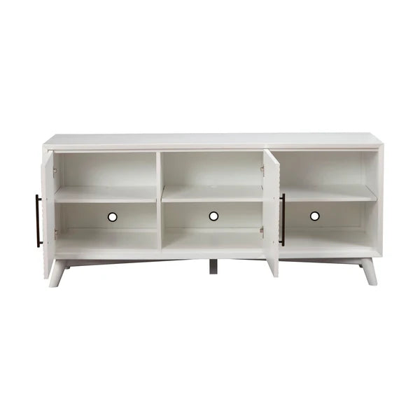 Tranquility White TV Console - Modern Entertainment Center with Ample Storage