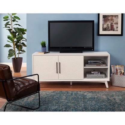 Tranquility White TV Console - Modern Entertainment Center with Ample Storage