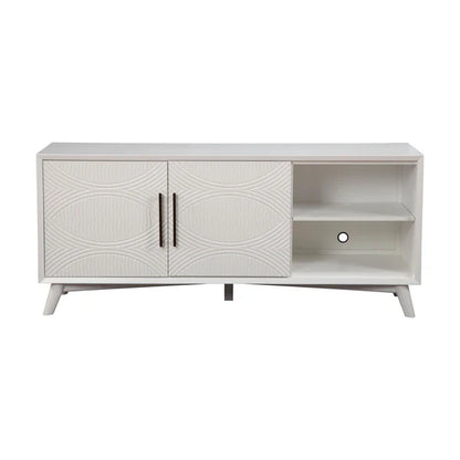 Tranquility White TV Console - Modern Entertainment Center with Ample Storage