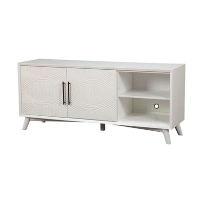 Tranquility White TV Console - Modern Entertainment Center with Ample Storage