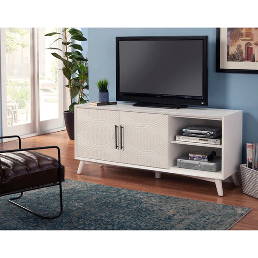 Tranquility White TV Console - Modern Entertainment Center with Ample Storage