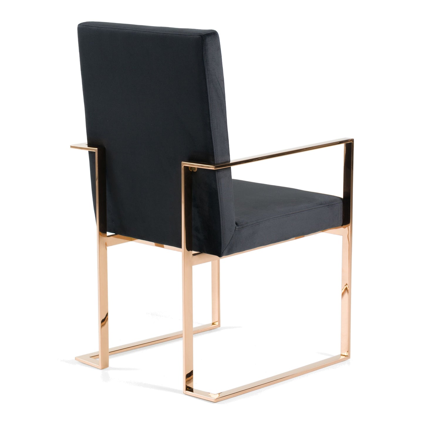 Trea Black Velvet Dining Chair with Rose Gold Frame