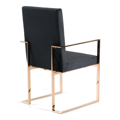 Trea Black Velvet Dining Chair with Rose Gold Frame