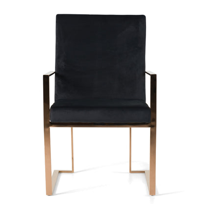 Trea Black Velvet Dining Chair with Rose Gold Frame