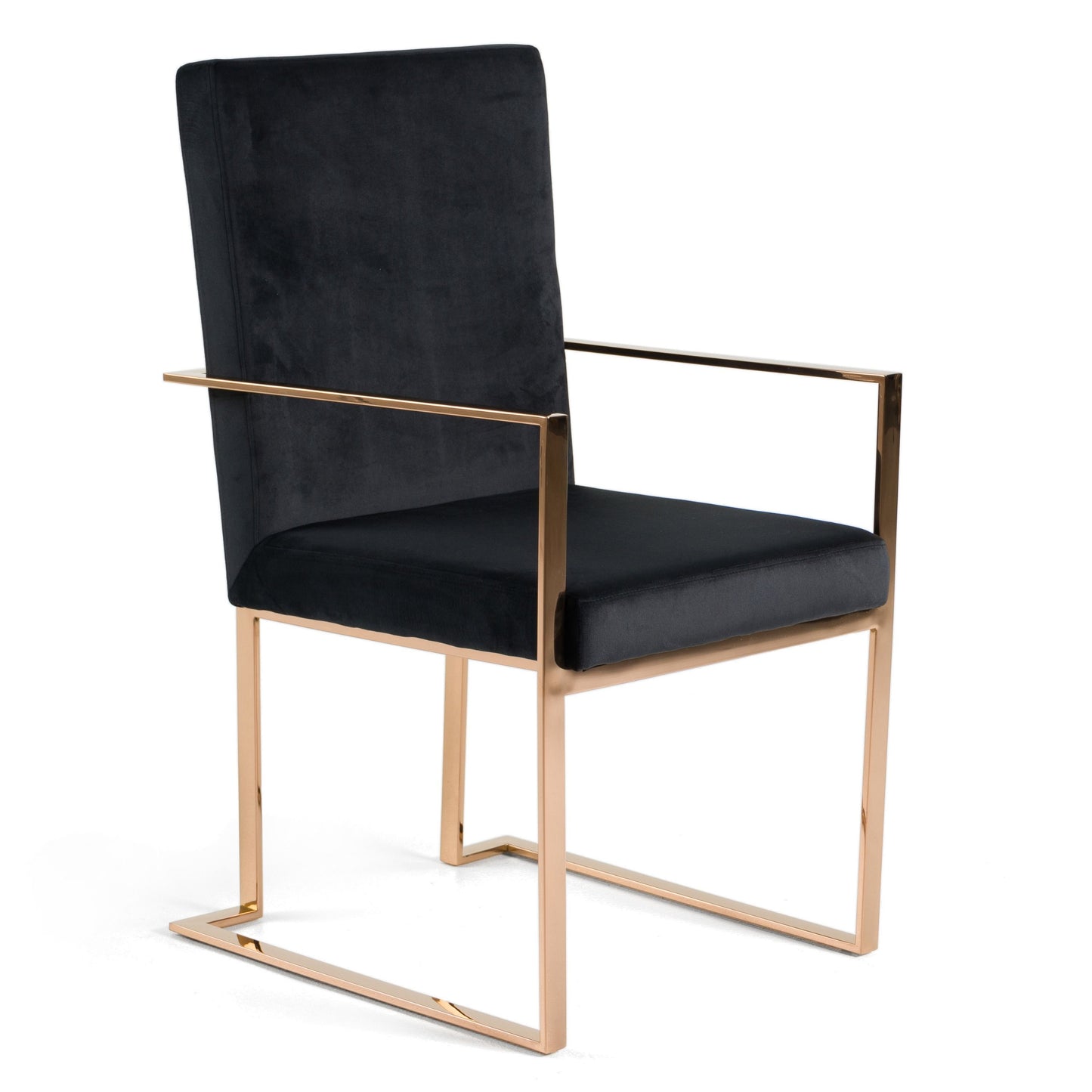 Trea Black Velvet Dining Chair with Rose Gold Frame