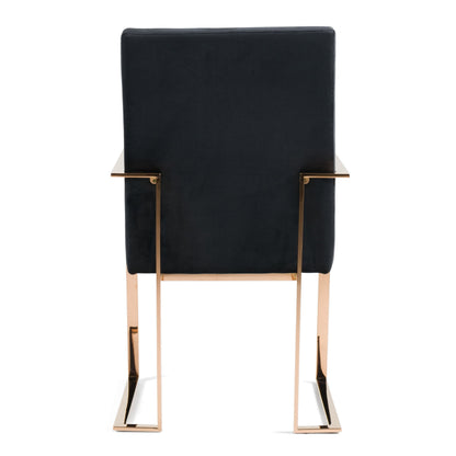 Trea Black Velvet Dining Chair with Rose Gold Frame