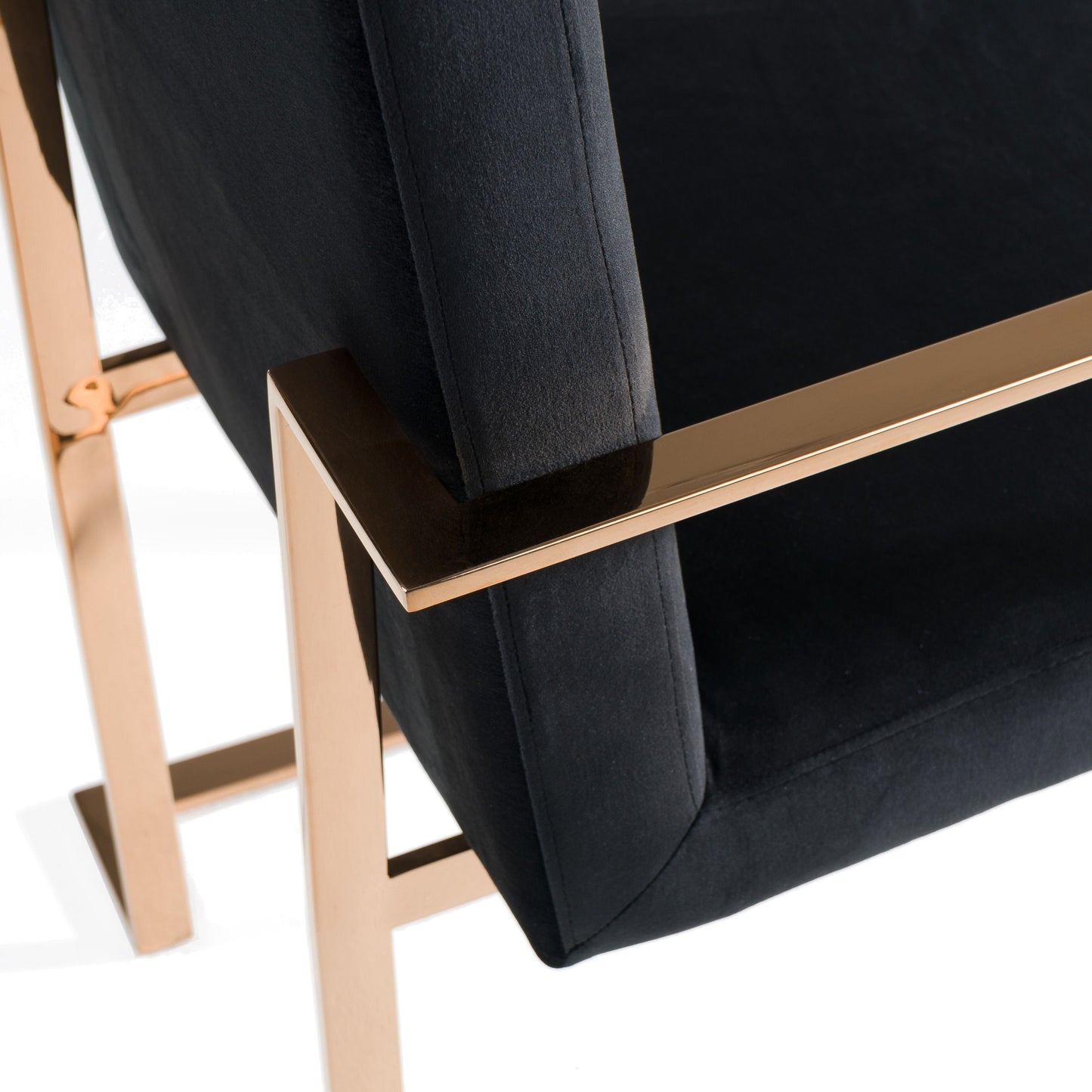 Trea Black Velvet Dining Chair with Rose Gold Frame