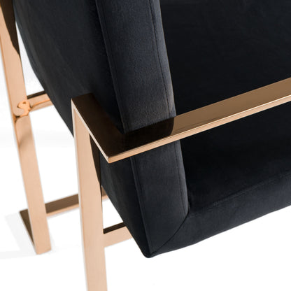 Trea Black Velvet Dining Chair with Rose Gold Frame