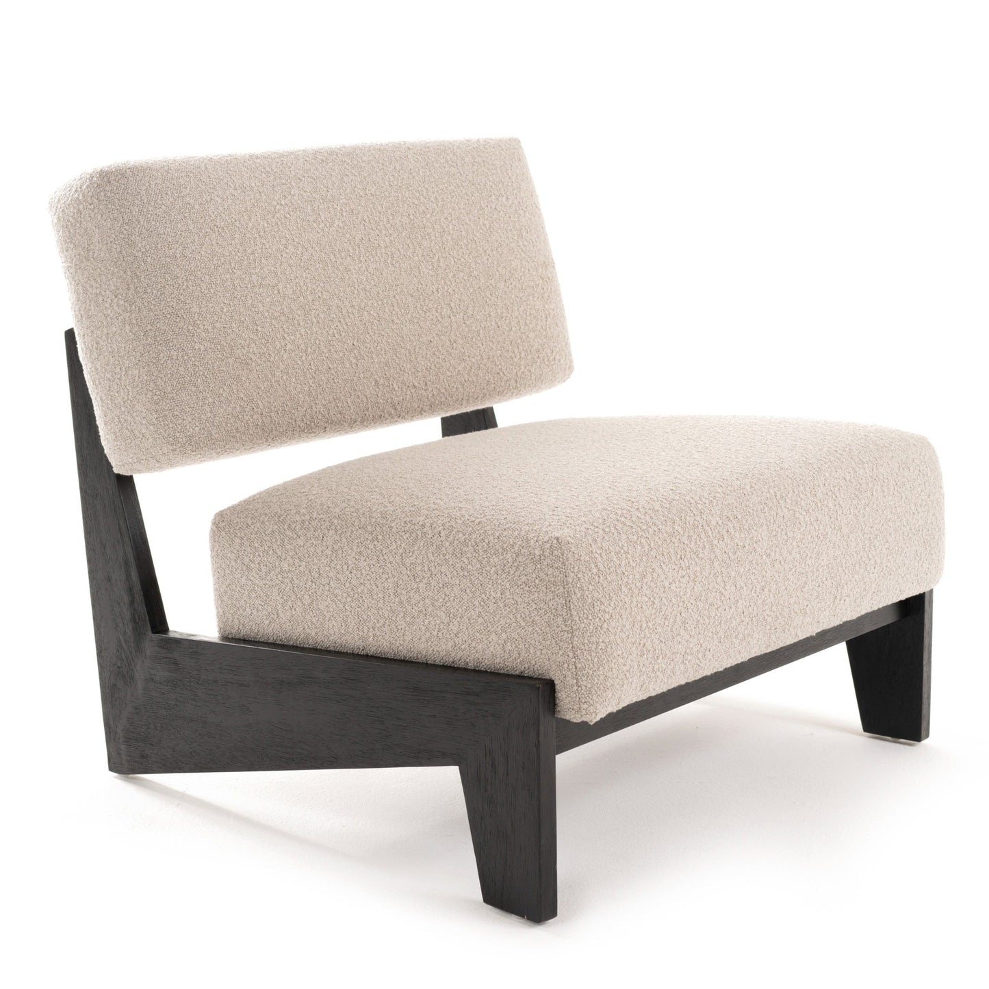 Tucker Mid‑Century Modern Light Grey Fabric Black Walnut Accent Chair